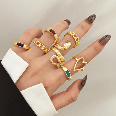 IPARAM Bohemian Geometric Hollw Out platus žiedų rinkinys, moteriškas senovinis drugelio žiedas, jungtinis žiedas Boho pirštų žiedai papuošalai