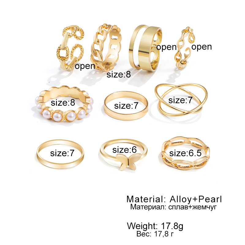 IPARAM Bohemian Geometric Hollw Out platus žiedų rinkinys, moteriškas senovinis drugelio žiedas, jungtinis žiedas Boho pirštų žiedai papuošalai