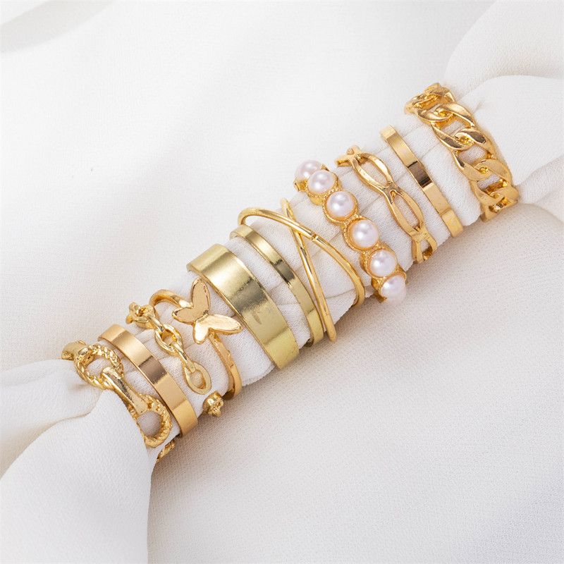 IPARAM Bohemian Geometric Hollw Out platus žiedų rinkinys, moteriškas senovinis drugelio žiedas, jungtinis žiedas Boho pirštų žiedai papuošalai