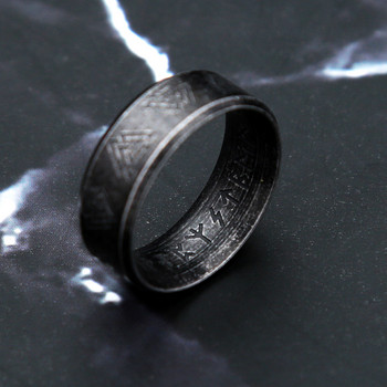 Пънк класически черен пръстен с валкнут за мъже Винтидж скандинавски викинг пръстен с руни от неръждаема стомана Biker Amulet Бижута Подаръци на едро