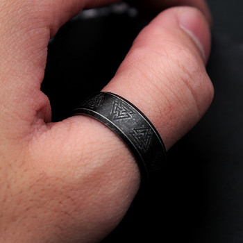 Пънк класически черен пръстен с валкнут за мъже Винтидж скандинавски викинг пръстен с руни от неръждаема стомана Biker Amulet Бижута Подаръци на едро
