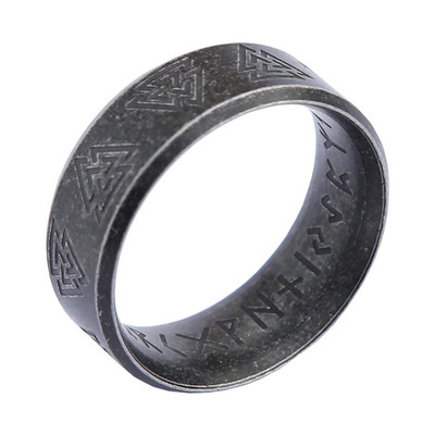 Punk klasikinis Valknut juodas žiedas vyrams Vintage Šiaurės vikingų nerūdijančio plieno runų žiedas dviratininkas Amuletai papuošalai Dovanos didmeninė prekyba