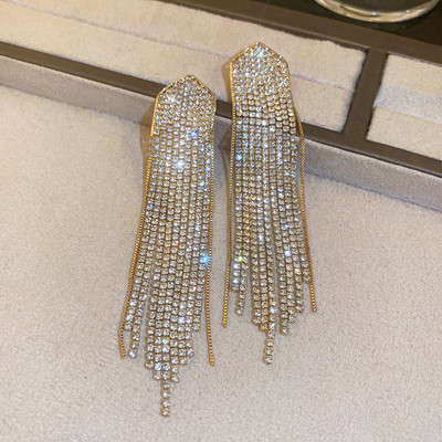 FYUAN ilgi kutais nuleidžiami auskarai moterims aukso spalvos juodi krištoliniai kabantys auskarai madingi papuošalai aksesuarai