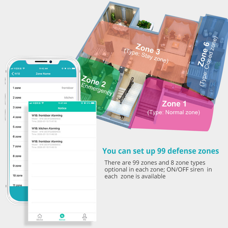 Namų apsaugos signalizacijos pagrindinio kompiuterio APP nuotolinio valdymo pultas KERUI W18 WIFI belaidė GSM signalizacijos sistema „Eas“ komplektas namų apsaugos signalizacijos pagrindinis kompiuteris su sirena