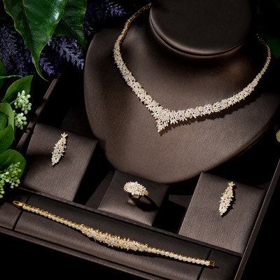 HIBRIDE Trendy vjenčane ogrlice Komplet naušnica za žene Puni AAA kubni cirkonij Kompleti svadbenog nakita pendientes mujer moda N-1397