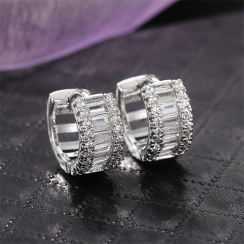 Huitan Luxury Small Circle σκουλαρίκια Γυναικεία ένθετα γεωμετρικά κυβικά ζιργκόν Απλά κομψά αξεσουάρ για κορίτσια Κοσμήματα μόδας γάμου