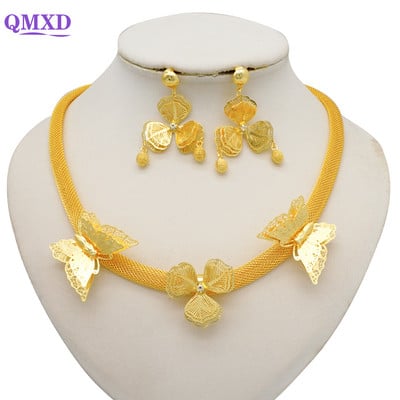 Dubajaus gėlių papuošalų rinkiniai moterims Lady Etiopijos papuošalai Afrikietiški karoliai ir auskarų rinkiniai Big Choker pakabukas Vestuvių dovanos