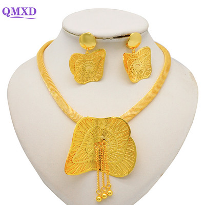 Dubajaus gėlių papuošalų rinkiniai moterims Lady Etiopijos papuošalai Afrikietiški karoliai ir auskarų rinkiniai Big Choker pakabukas Vestuvių dovanos