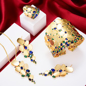 GODKI 2022 New Charms 3PC Narukvica Prsten Set Naušnica Za Žene Vjenčanje Nevjeste Kubični Cirkon Dubai PARTY VJENČANJE Nakit Poklon BOHO