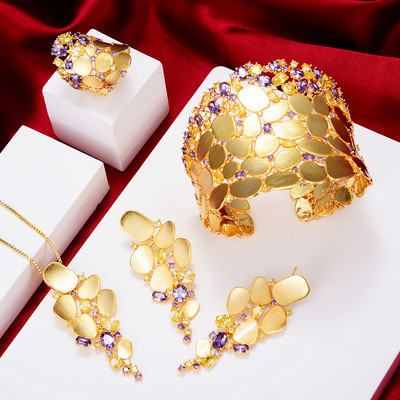 GODKI 2022 New Charms 3PC Narukvica Prsten Set Naušnica Za Žene Vjenčanje Nevjeste Kubični Cirkon Dubai PARTY VJENČANJE Nakit Poklon BOHO