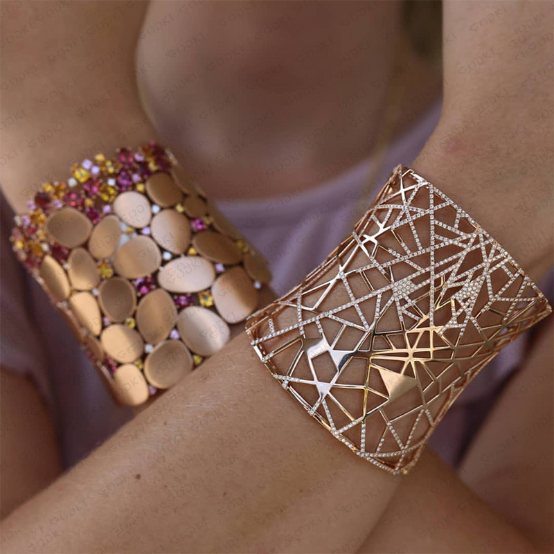 GODKI 2022 New Charms 3PC Narukvica Prsten Set Naušnica Za Žene Vjenčanje Nevjeste Kubični Cirkon Dubai PARTY VJENČANJE Nakit Poklon BOHO