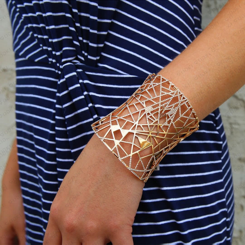 GODKI 2022 New Charms 3PC Narukvica Prsten Set Naušnica Za Žene Vjenčanje Nevjeste Kubični Cirkon Dubai PARTY VJENČANJE Nakit Poklon BOHO