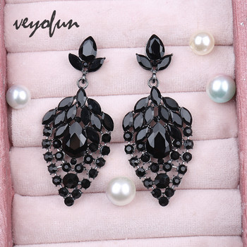 Veyofun луксозни висящи обеци със кристали 6 цвята Хипербола Капкови обеци Модни бижута за жени