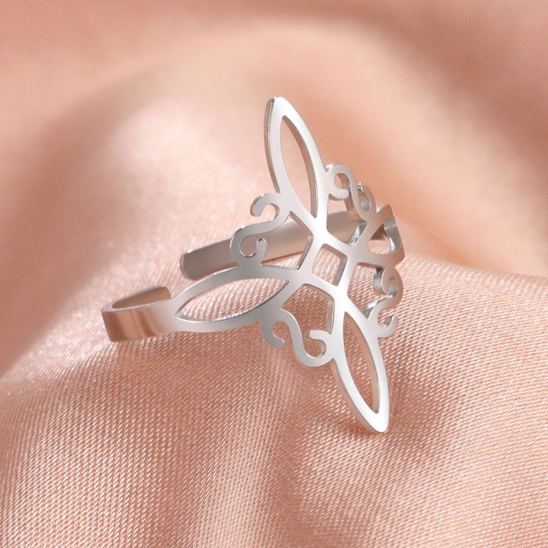 COOLTIME Ireland Keltų mazgų žiedai nerūdijančio plieno reguliuojami žiedai moterims Cross Wiccan Protection Amulet Ring Juvelyriniai dirbiniai