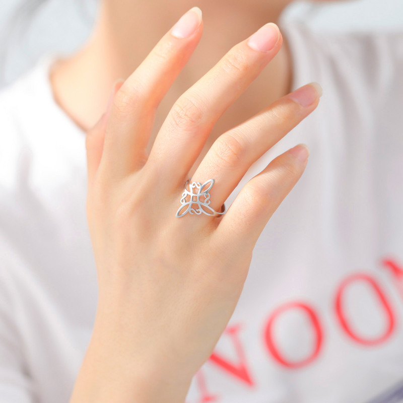COOLTIME Ireland Keltų mazgų žiedai nerūdijančio plieno reguliuojami žiedai moterims Cross Wiccan Protection Amulet Ring Juvelyriniai dirbiniai