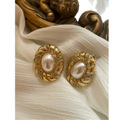 Нова реколта, елегантна перла, геометричен кристал, капеща маслена обеца, обеца за жени Момиче парти Пътуване Бижута Подаръци Ново 2021 г.