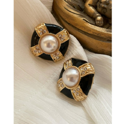 Нова реколта, елегантна перла, геометричен кристал, капеща маслена обеца, обеца за жени Момиче парти Пътуване Бижута Подаръци Ново 2021 г.