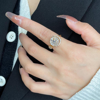 Корейски безпокойство Супер светкавица Въртящ се пръстен с циркон Изящен показалец на личността Отворени въртящи се дамски пръстени за жени 2022 г.