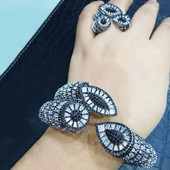 missvikki Be Original Geometric Sparkling Big Bangle Ring Комплект бижута Жени Момиче Подарък Висококачествени аксесоари с кубичен цирконий