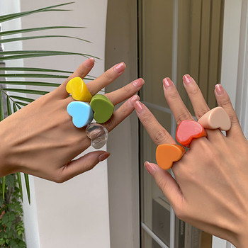 Σετ δαχτυλιδιών από ακρυλική ρητίνη για γυναίκες κορίτσια με ακανόνιστο μαρμάρινο σχέδιο Πολύχρωμα διαφανή δαχτυλίδια κοσμήματα