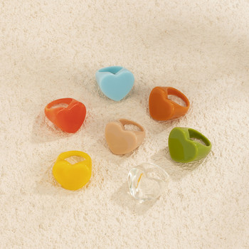 Комплект пръстени от акрилна смола за жени Момичета Неправилна мраморна шарка Цветни прозрачни пръстени Пръстени Бижута