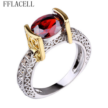 Нов моден пръстен с червени камъни за жени Ретро кристален циркон Модни луксозни годежни бижута за парти