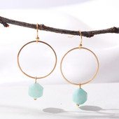 Briaunuoti mėlyna violetinė žalia rožinė natūralaus akmens auskarai moterims Vasaros madingi akmeniniai auskarai