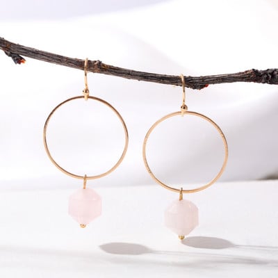 Briaunuoti mėlyna violetinė žalia rožinė natūralaus akmens auskarai moterims Vasaros madingi akmeniniai auskarai