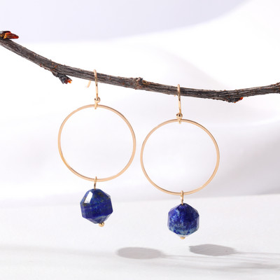 Briaunuoti mėlyna violetinė žalia rožinė natūralaus akmens auskarai moterims Vasaros madingi akmeniniai auskarai