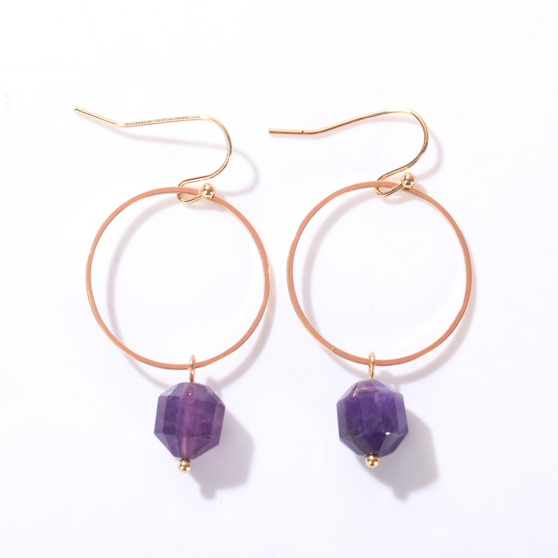 Briaunuoti mėlyna violetinė žalia rožinė natūralaus akmens auskarai moterims Vasaros madingi akmeniniai auskarai