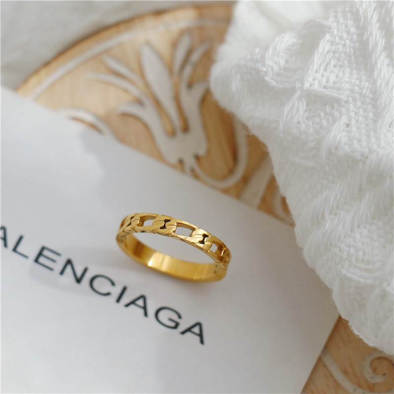 Brazilijos Retro prancūziškos tuščiavidurės grandinės suvyniojimo žiedai Moteriškos mados grandinės asmenybės elementas Titano plieno žiedai, atsparūs vandeniui