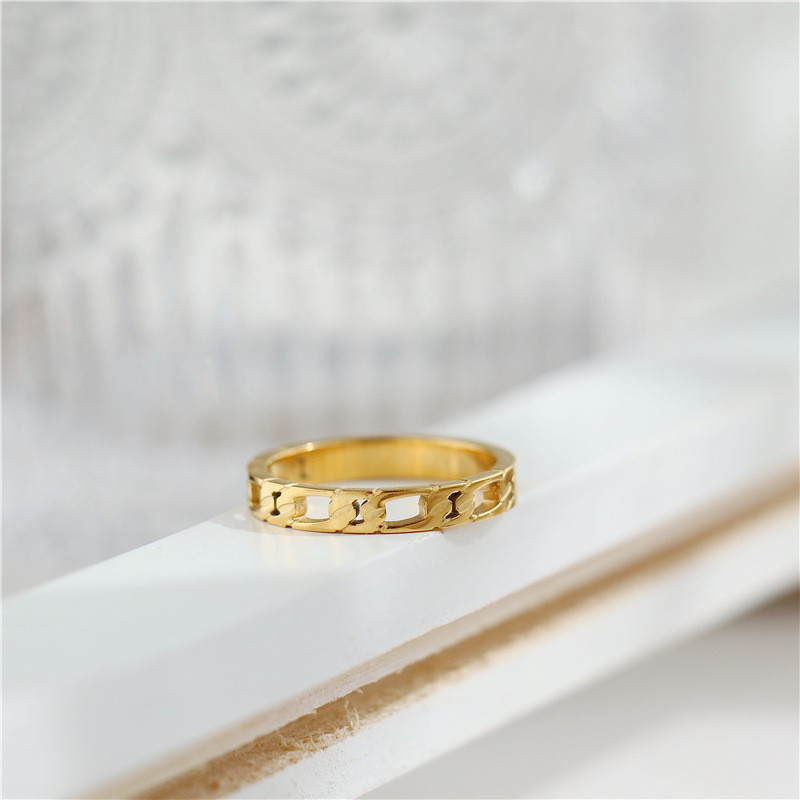 Brazilijos Retro prancūziškos tuščiavidurės grandinės suvyniojimo žiedai Moteriškos mados grandinės asmenybės elementas Titano plieno žiedai, atsparūs vandeniui