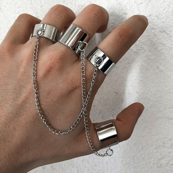 YADELAI Punk Cool Hip Pop Rings Multi-layer Adjustable Chain Double Open Finger Ring Alloy Man Rotate Rings for Women Party Gift