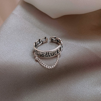 YADELAI Punk Cool Hip Pop Rings Multi-layer Adjustable Chain Double Open Finger Ring Alloy Man Rotate Rings for Women Party Gift