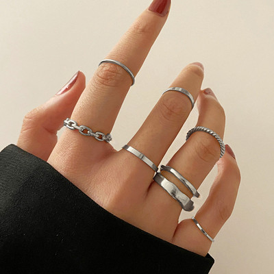 YADELAI Punk Cool Hip Pop Rings Multi-layer Adjustable Chain Double Open Finger Ring Alloy Man Rotate Rings for Women Party Gift