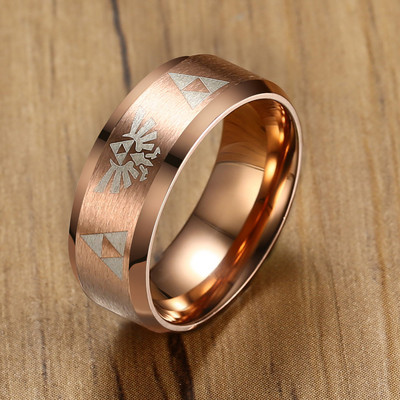 Madingi vyriški punk papuošalai 8 mm pločio nerūdijančio plieno juodas žiedas šaunus vyriškas Zelda žiedas anillos hombre