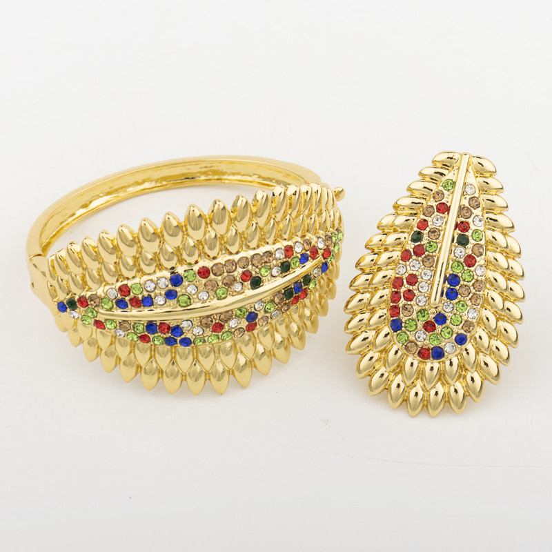 Olaszország divatos arany színű ékszerkészlet nőknek angyaltoll nyaklánc karkötő fülbevaló gyűrű szett gyönyörű esküvői parti ajándék