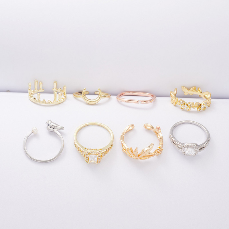 Модни сребърни цветни пеперуди, кристали, отворени пръстени за жени, сватбени пръсти, бижута, луна, корона, птица, клон, момичета, парти подаръци