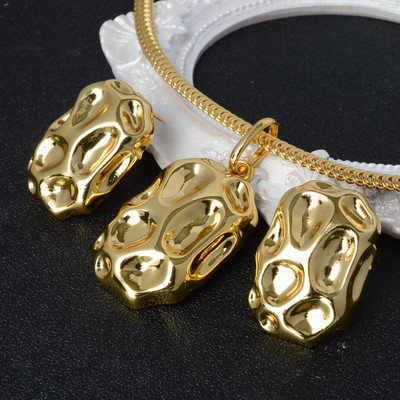 Saulėtų papuošalų rinkiniai augalinis lygaus vario 18K aukso spalvos auskarai pakabinami karoliai moterims vestuvių vakarėliui, jubiliejaus dovana