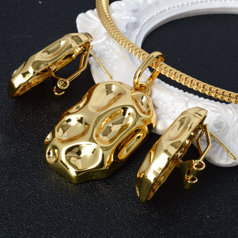 Saulėtų papuošalų rinkiniai augalinis lygaus vario 18K aukso spalvos auskarai pakabinami karoliai moterims vestuvių vakarėliui, jubiliejaus dovana