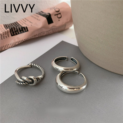 LIVVY Sidabrinė Spalva Geometrinio apskritimo spalva Reguliuojamas žiedas Minimalistiniai puikūs papuošalai moterims vakarėliui Dovana Reguliuojamas