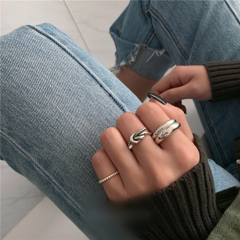 LIVVY Сребърен цвят Геометричен кръг Регулируем пръстен Минималистични фини бижута за жени Парти подарък Регулируем