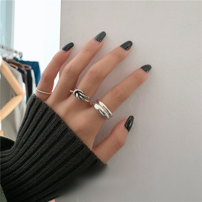 LIVVY Сребърен цвят Геометричен кръг Регулируем пръстен Минималистични фини бижута за жени Парти подарък Регулируем