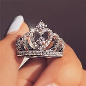 Milangirl Luxury Crown cirkonio cirkonio žiedas moteriškas vestuvių vakarėlis Crystal Ring Jewelry vestuviniai žiedai moterims
