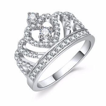 Milangirl Luxury Crown Ζιργκόν Δαχτυλίδι Ζιργκόν Γυναικείο γαμήλιο πάρτι Κρυστάλλινο δαχτυλίδι Κοσμήματα βέρες γάμου για γυναίκες