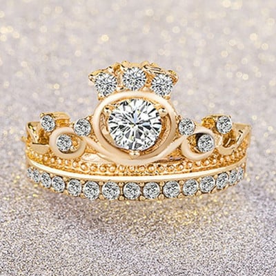 Milangirl Luxury Crown cirkonio cirkonio žiedas moteriškas vestuvių vakarėlis Crystal Ring Jewelry vestuviniai žiedai moterims