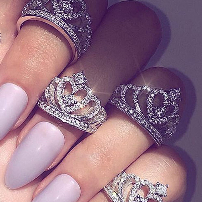 Milangirl Luxury Crown cirkonio cirkonio žiedas moteriškas vestuvių vakarėlis Crystal Ring Jewelry vestuviniai žiedai moterims