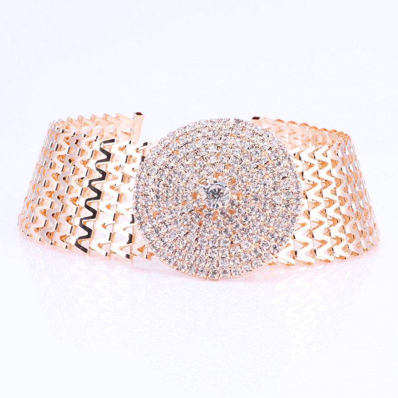 Кристални булчински комплекти бижута Златен цвят кристали Колие Сватбени годежни комплекти бижута за жени