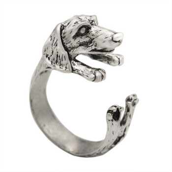 Kinitial Dog Rings Античен Бронз Черен Реалистичен Дакел Кученце Животно 3D Регулируеми Пръстени anillos mujer