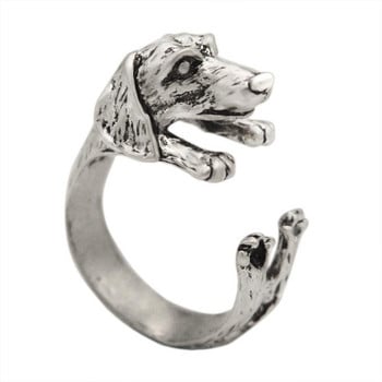 Kinitial Dog Rings Antique Bronze Black Realistic Dachshund Dog Puppy Anillos Mujer